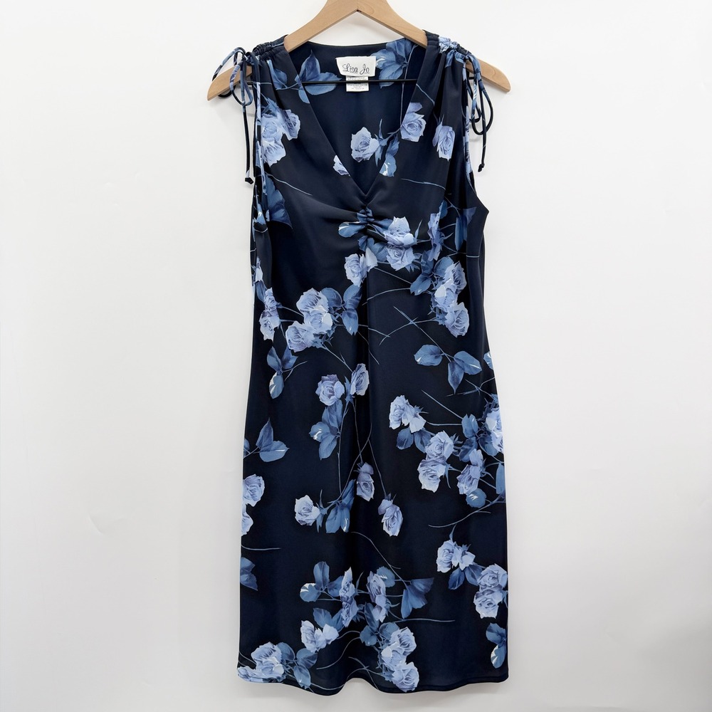 Vintage‎ 90's Floral Sleeveless Midi Dress in Blue Size Large